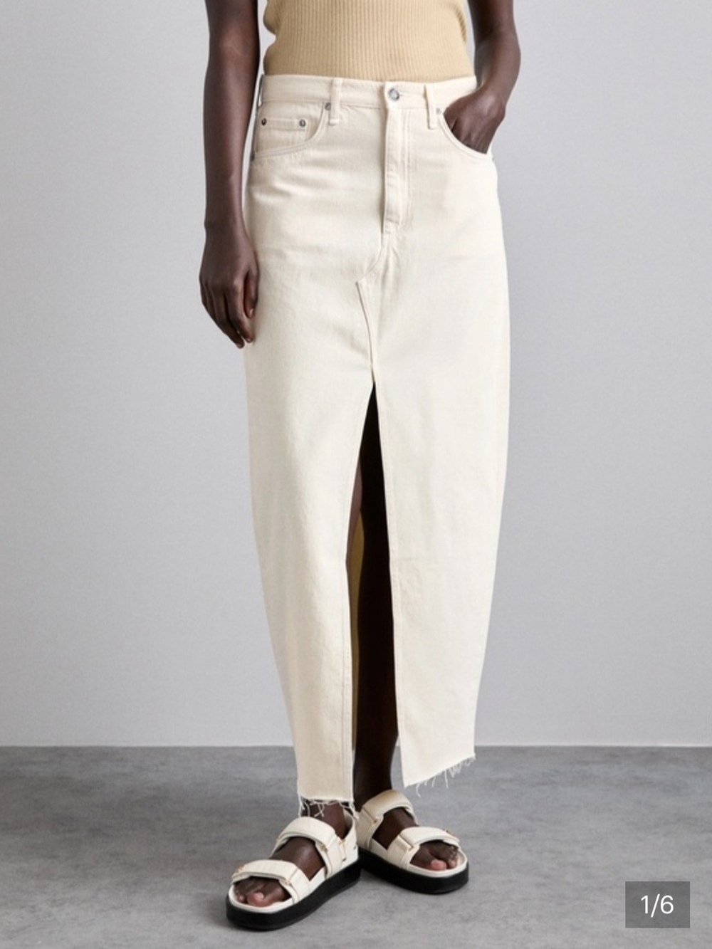 Rag & Bone Avery Cream Denim Maxi Skirt size 23